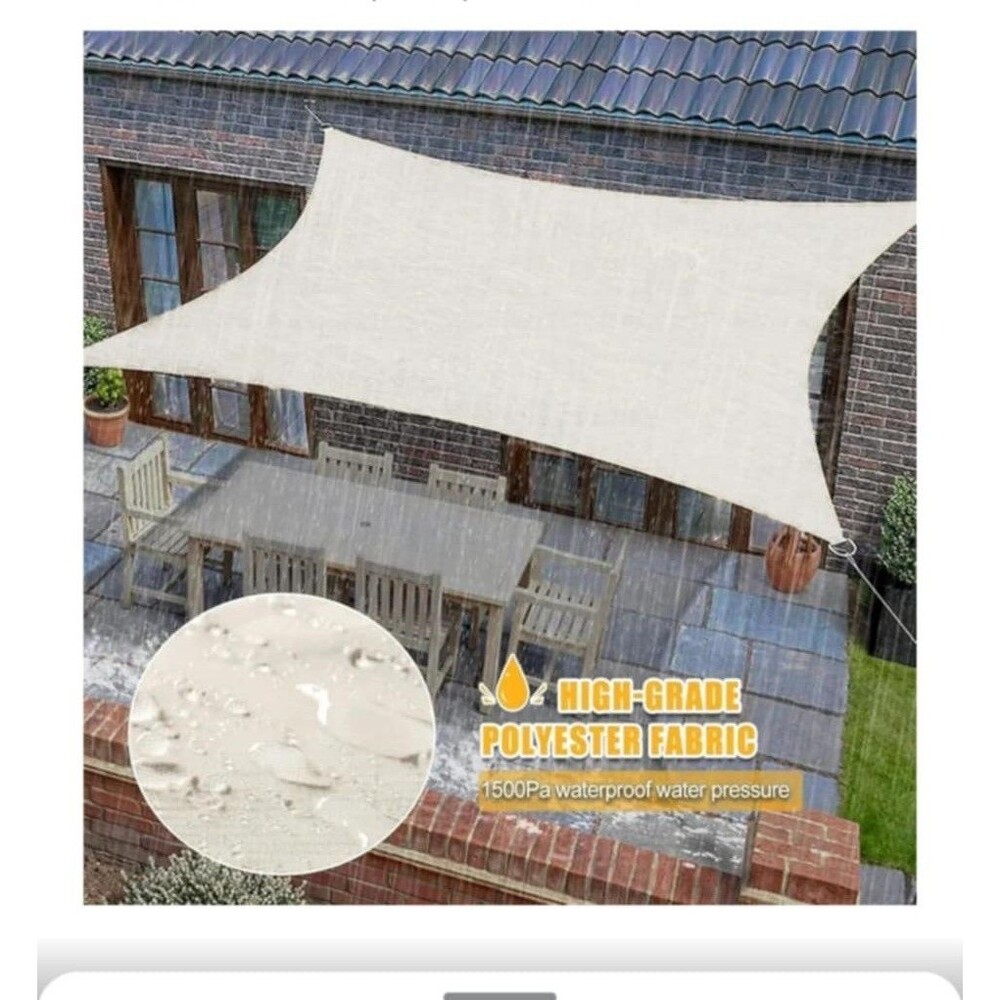 LED Shade Sail 6.5'x10' Sun Shades Outdoor Patio Rectangle Built-in LED  Beige